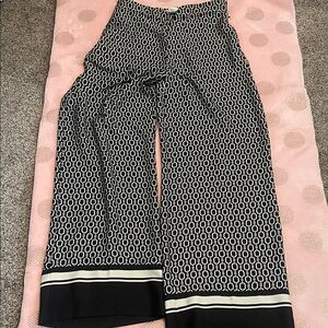 H&M Black and White Geometric Wide-Leg Pants